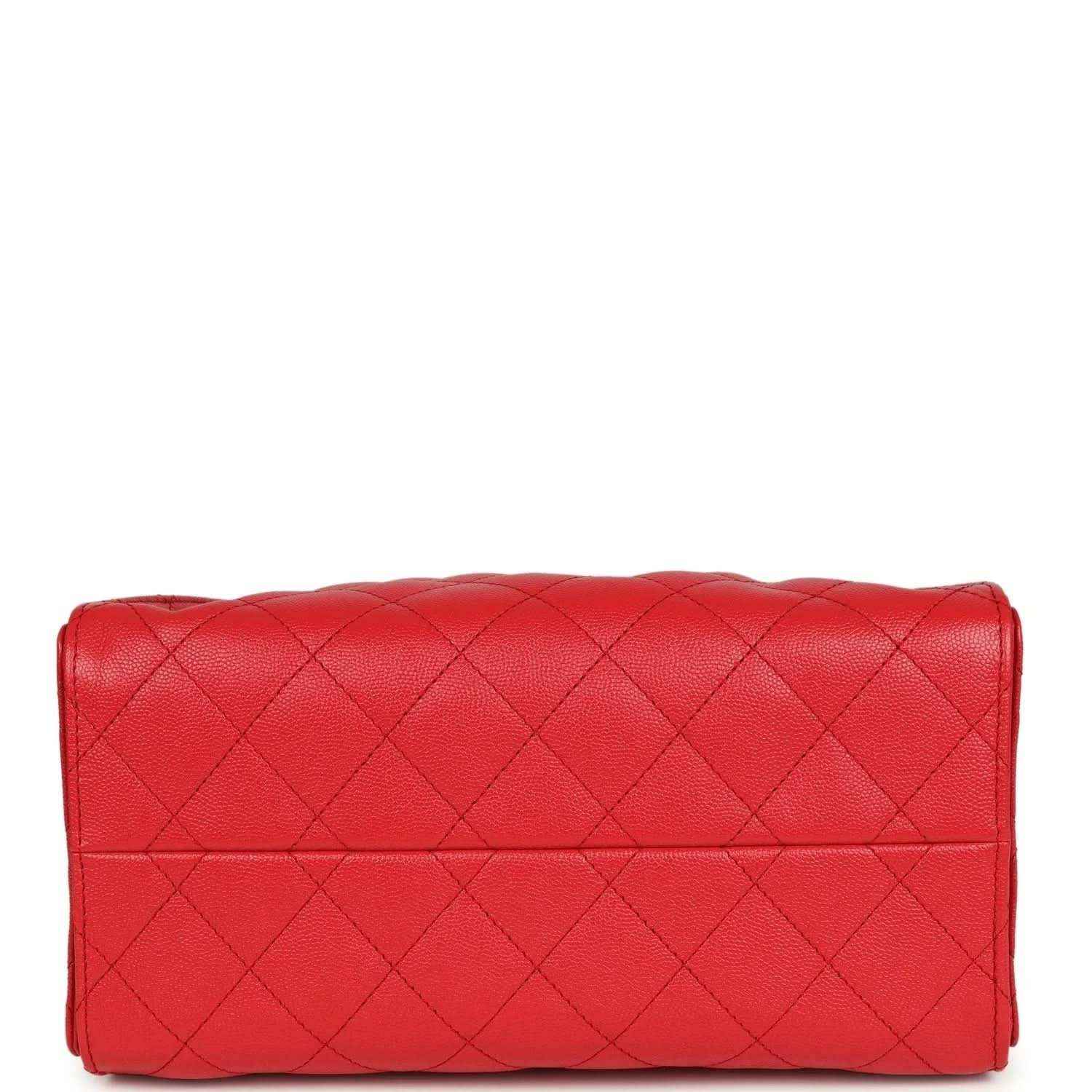 Chanel Small 25 hobo bag, dark red quilted caviar leather, folded back flap