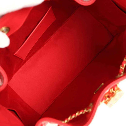 Chanel Small 25 hobo bag interior, red lining with patch pocket and chain accents