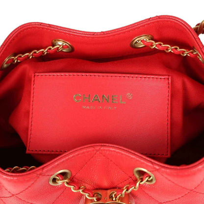Chanel Small 25 hobo bag interior logo label on red lining with chain hardware