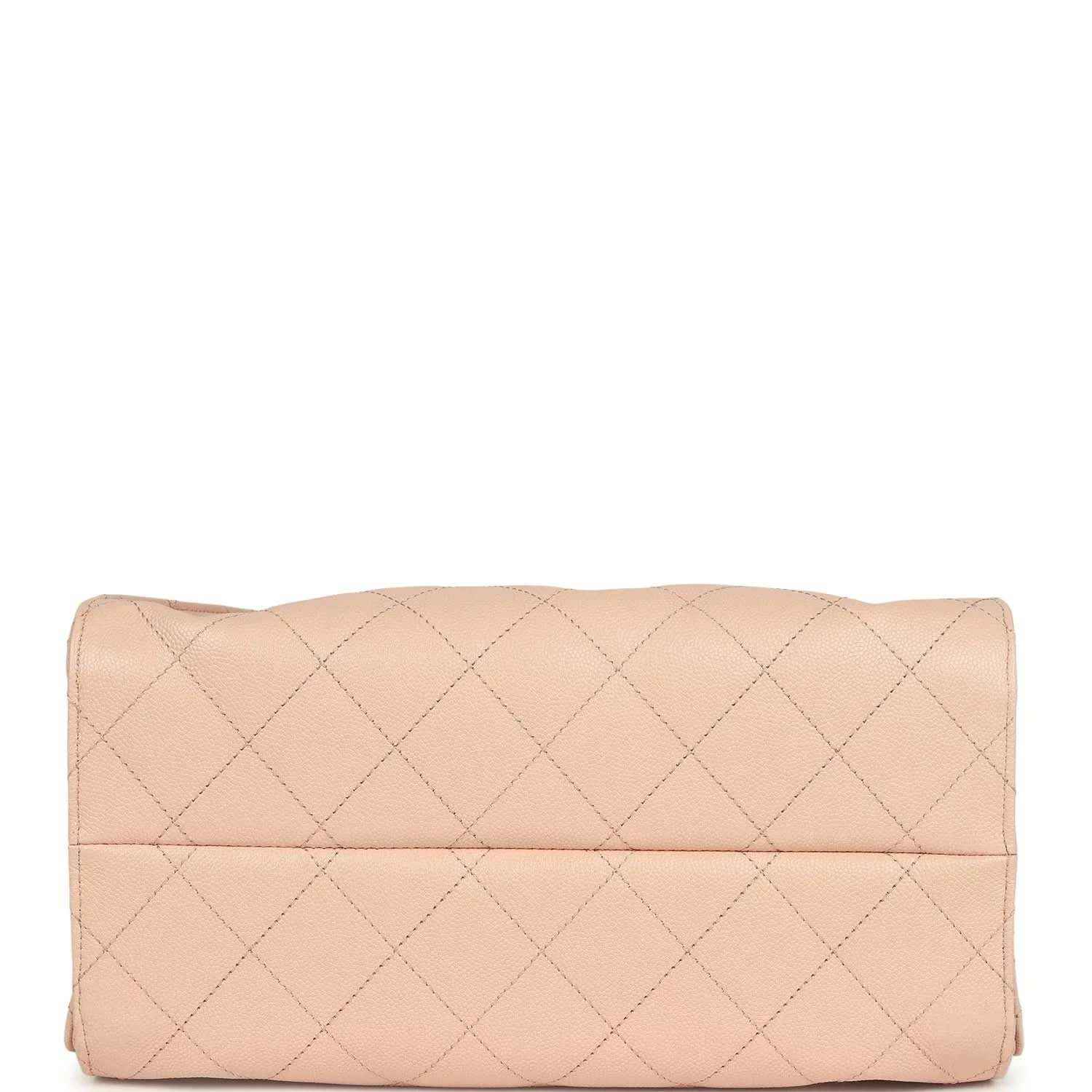 Chanel small hobo bag, light pink quilted caviar leather, fold-over flap