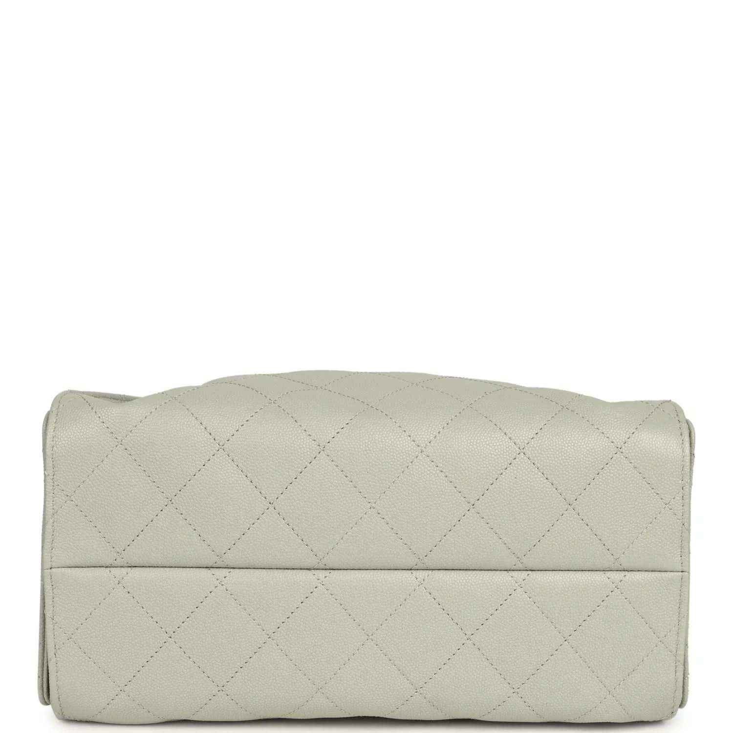 Chanel Small 25 hobo bag in light green quilted caviar leather with folded seam