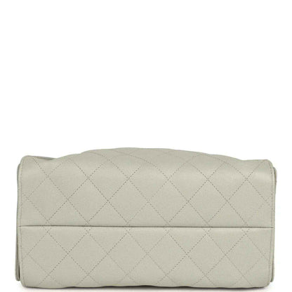 Chanel Small 25 hobo bag in light green quilted caviar leather with folded seam