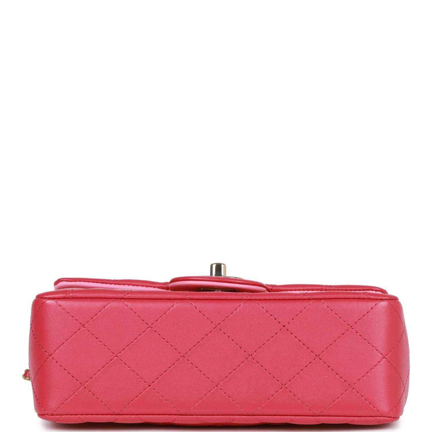 Pink mini flap bag base with gold-tone hardware and feet.