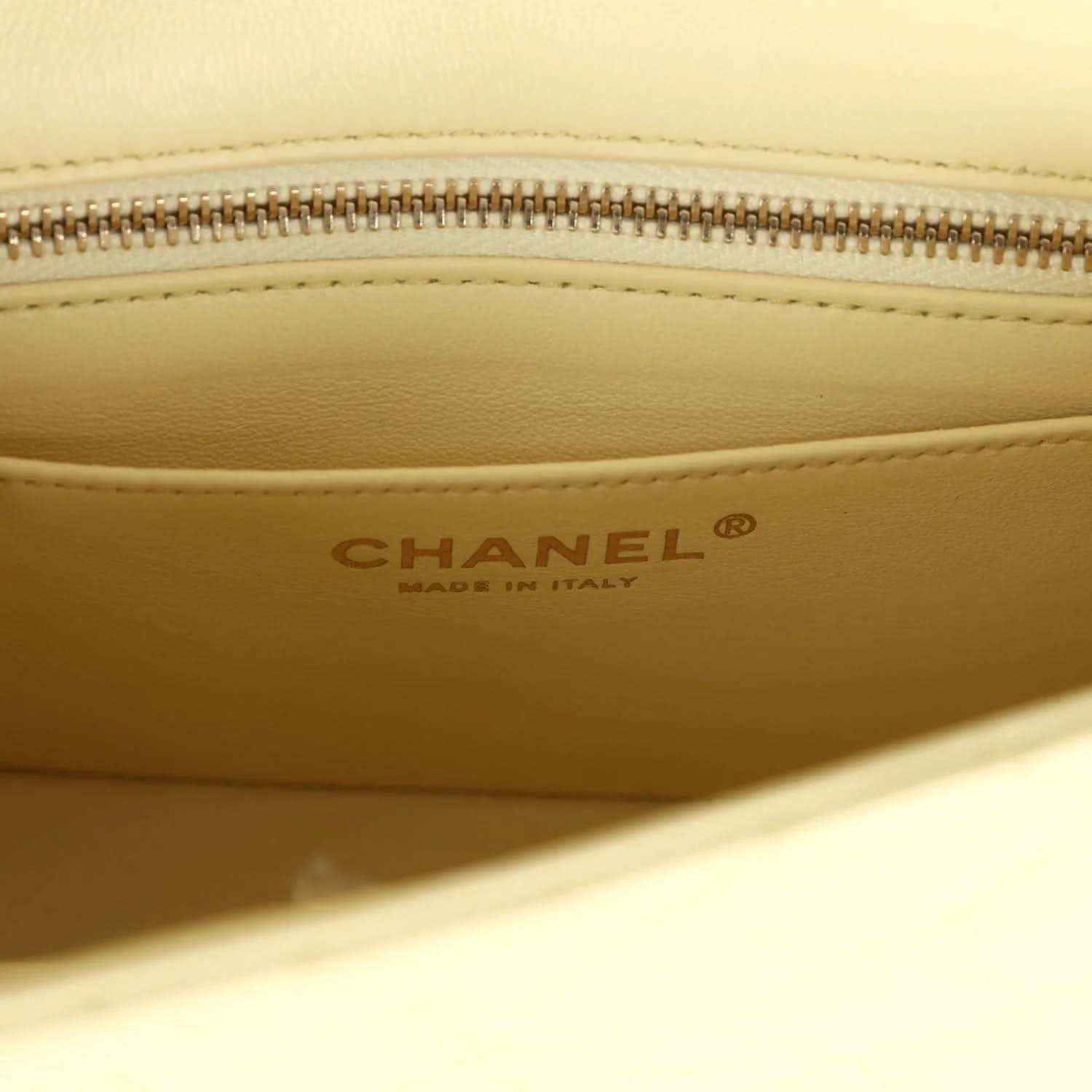 CHANEL leather interior stamp with zipper trim, "Made in Italy"