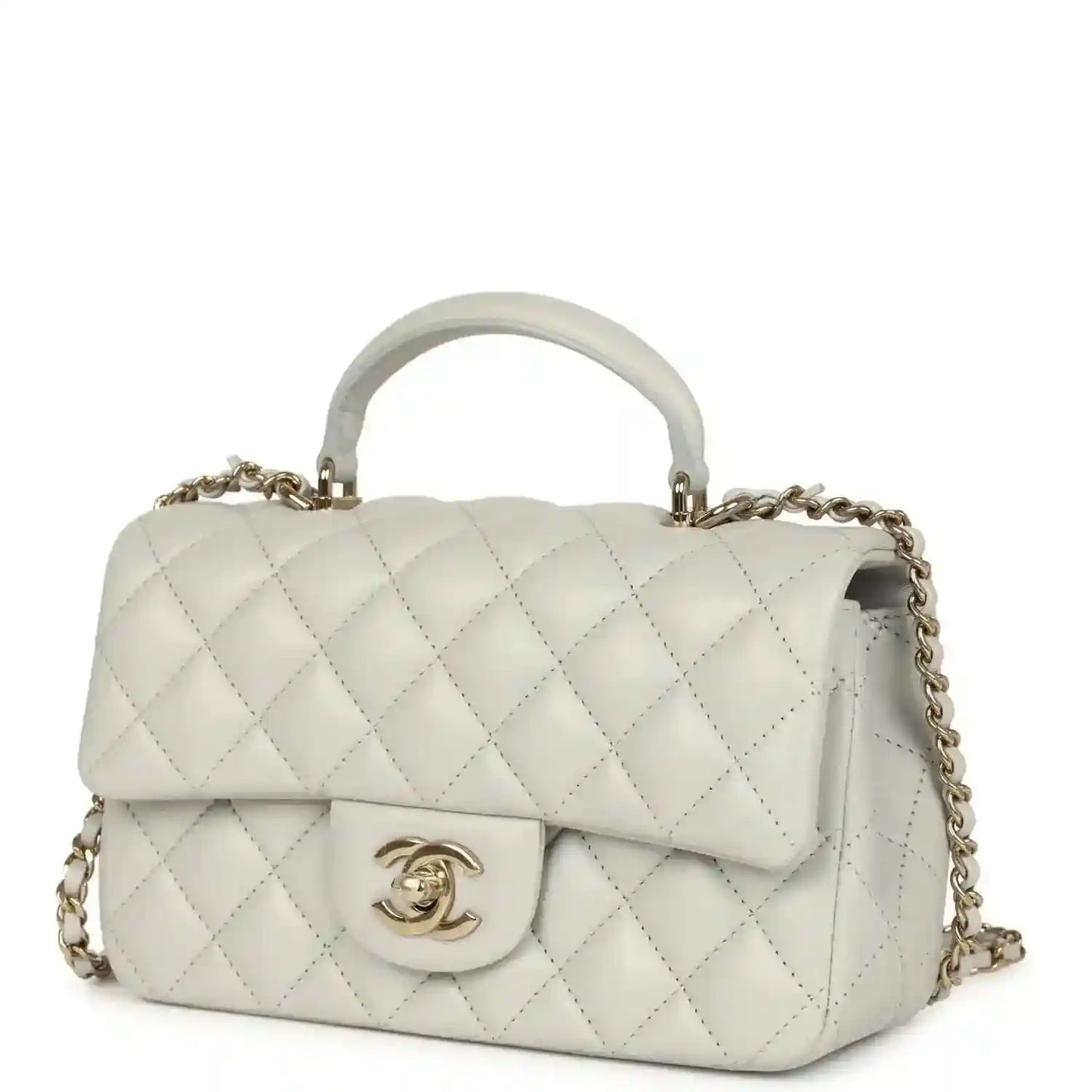 Chanel mini flap bag, quilted light leather, CC logo on front flap