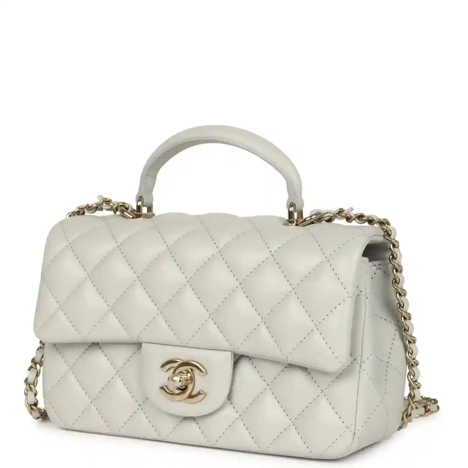 Chanel mini flap bag, quilted light leather, CC logo on front flap
