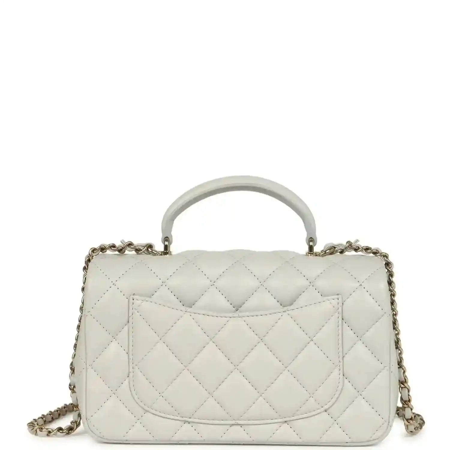 Chanel mini flap bag, quilted light leather, back panel with chain strap