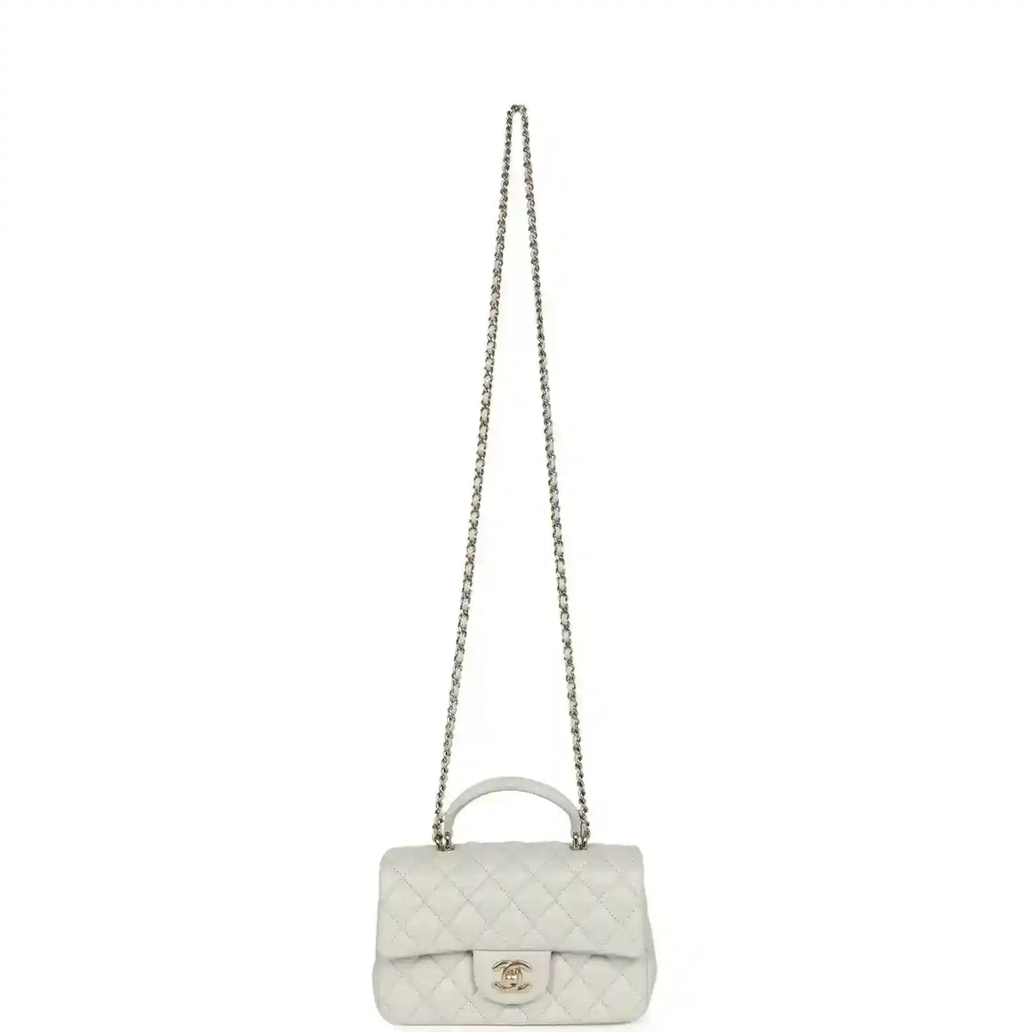 Chanel mini flap bag with shoulder chain, quilted light leather and CC clasp