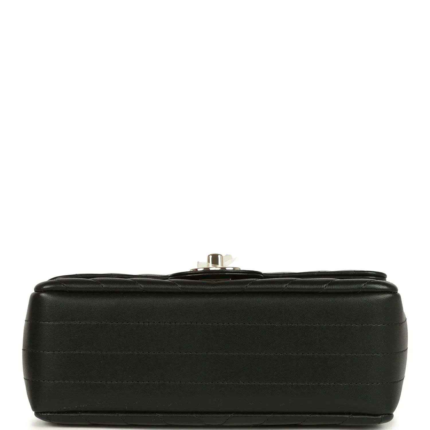 Chanel mini rectangular chevron flap bag, black lambskin with top snap hardware