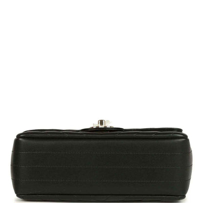Chanel mini rectangular chevron flap bag, black lambskin with top snap hardware
