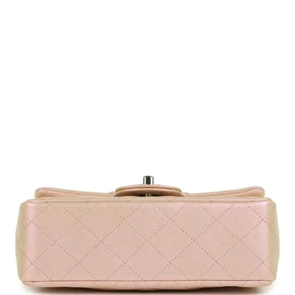 Chanel mini classic flap bag, pink quilted base with bottom ring hardware