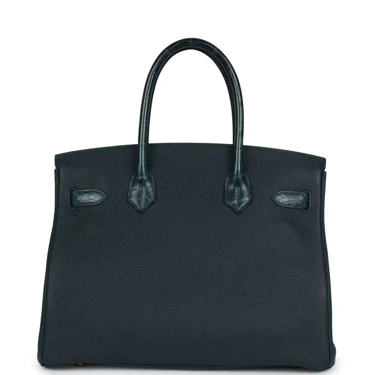 Hermes Birkin 30 handbag, dark green leather with central belt and two front straps