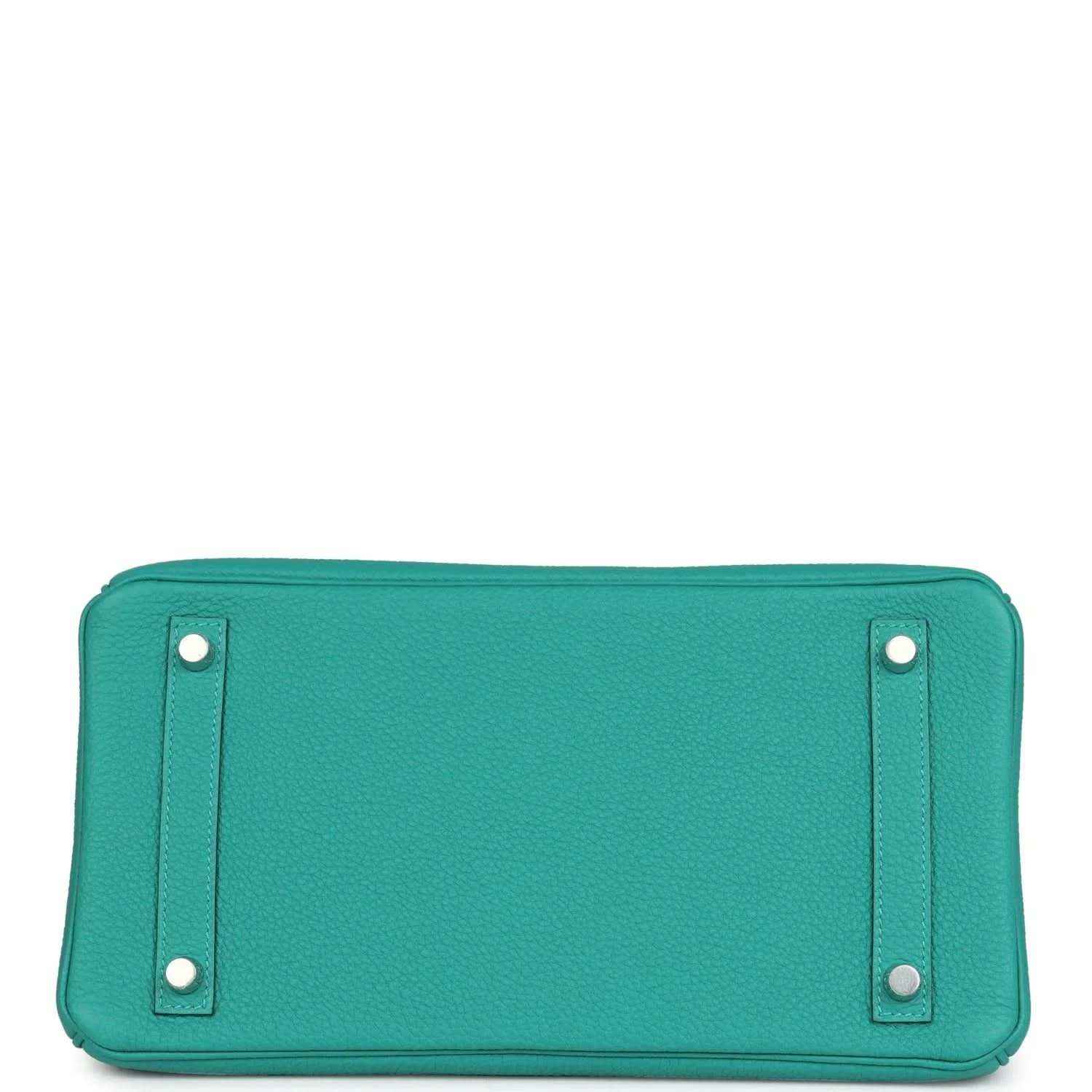 Hermes Birkin 30 teal leather handbag base, rectangular with corner studs