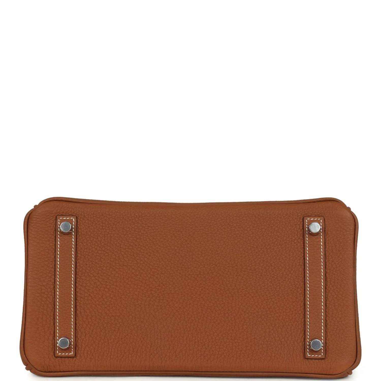Hermes Birkin 30 handbag back panel in gold-brown Togo leather with metal corner studs