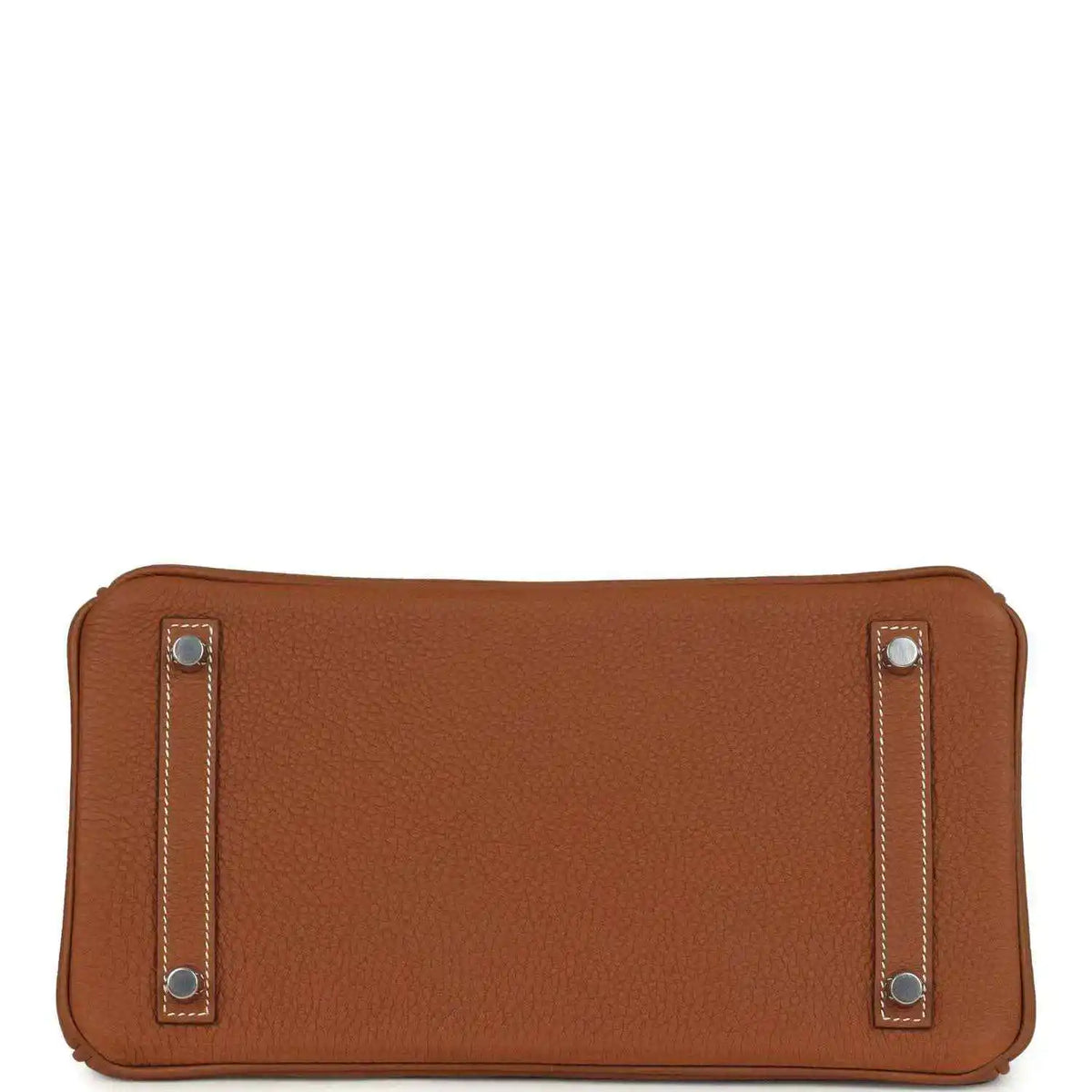 Hermes Birkin 30 handbag back panel in gold-brown Togo leather with metal corner studs