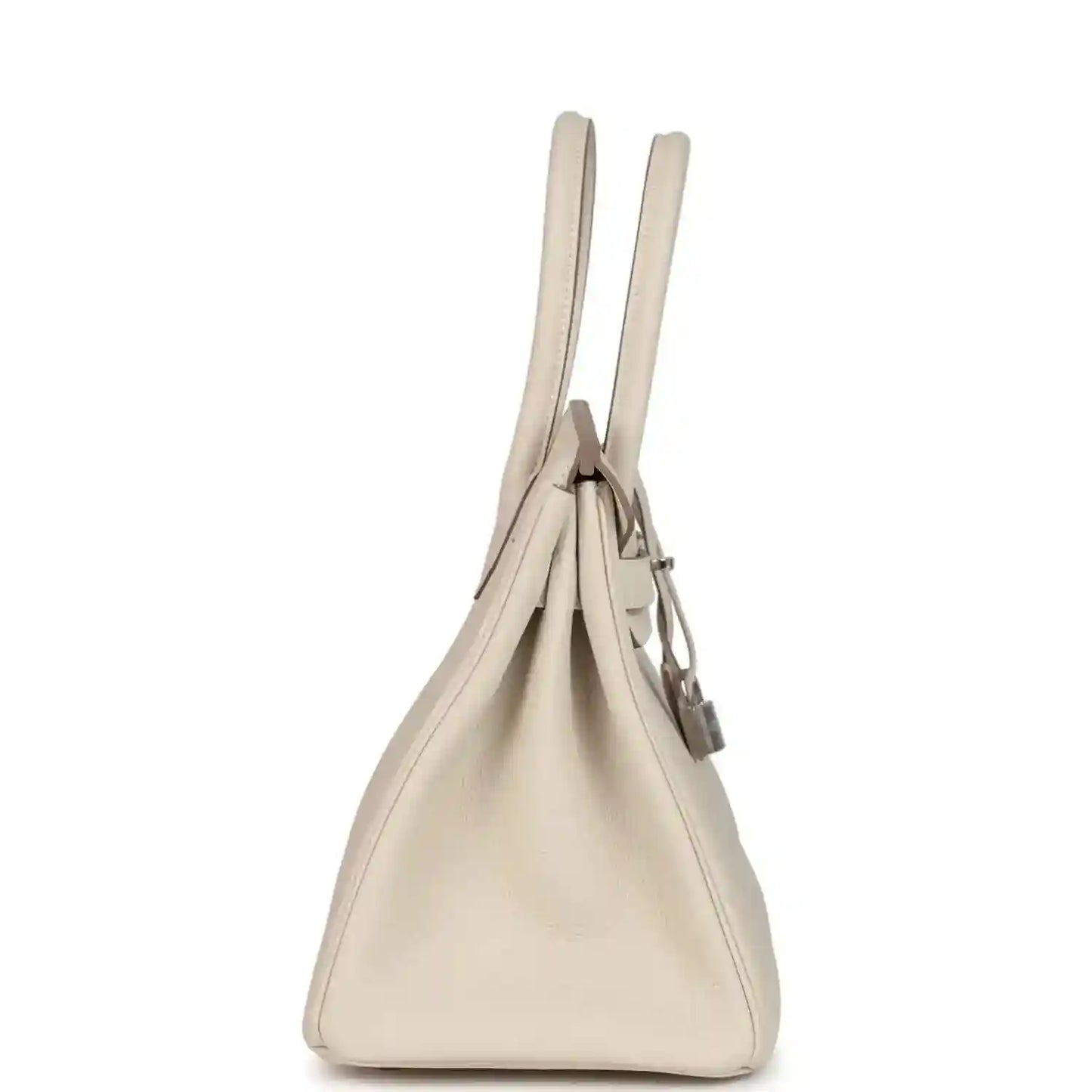 Birkin 30 handbag in light cream with dual top handles and side lock hardware