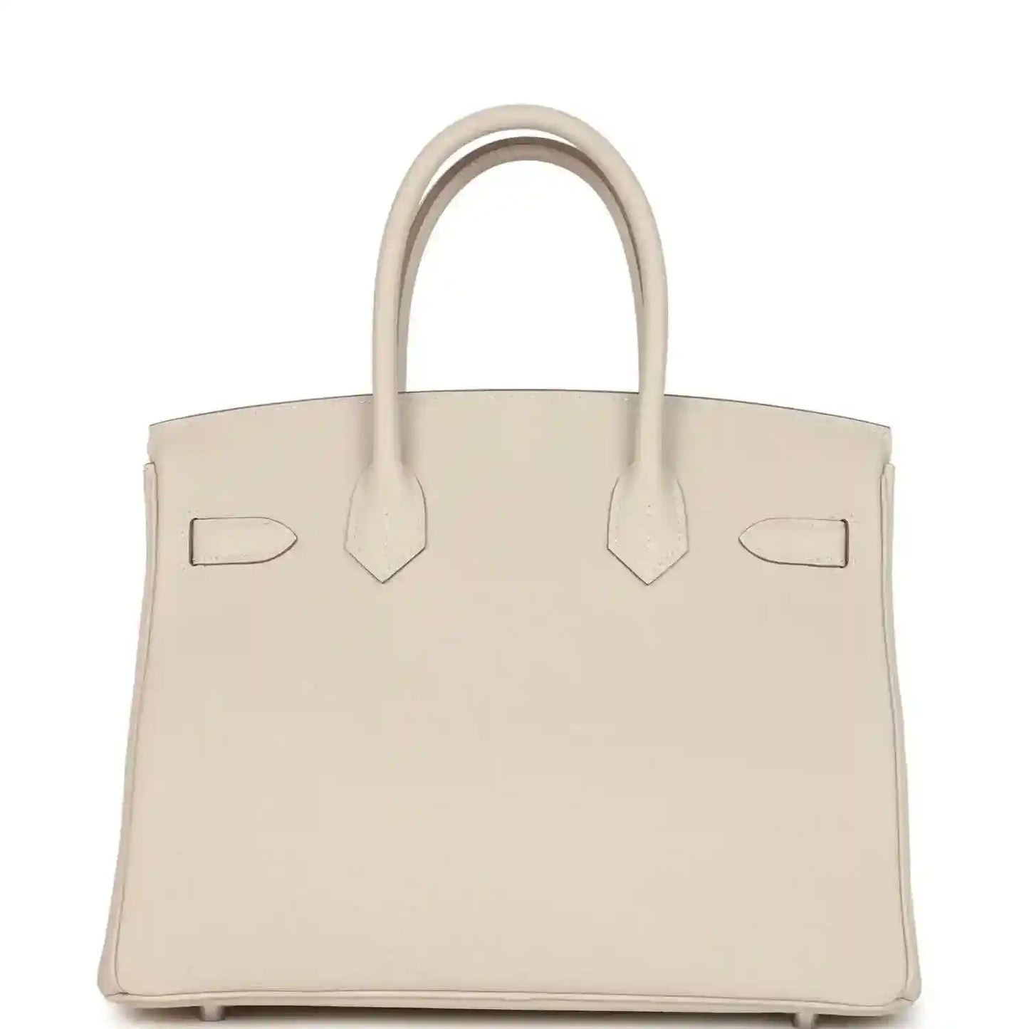Birkin 30 handbag in light cream with twin handles and front patch pockets