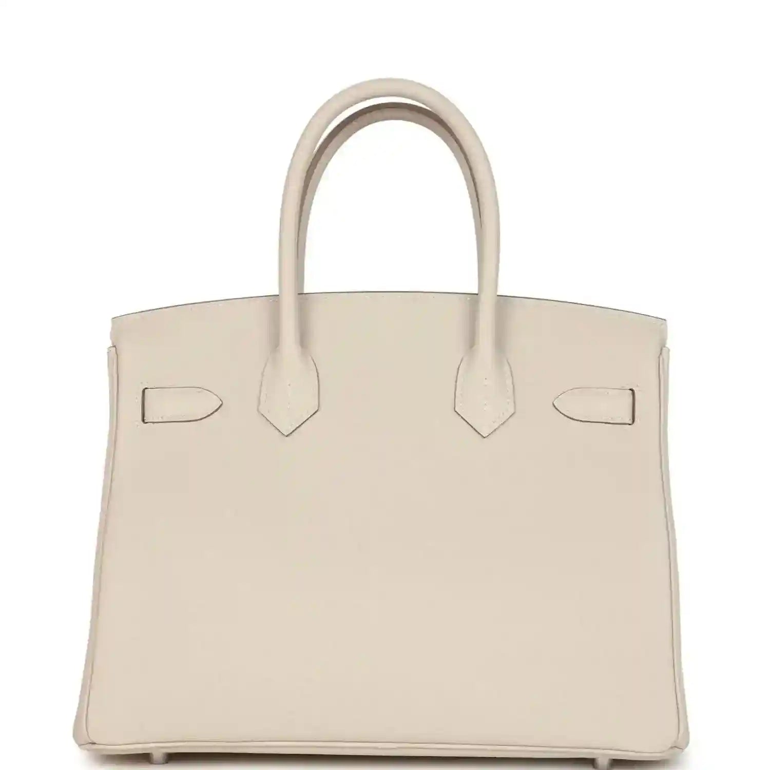 Birkin 30 handbag in light cream with twin handles and front patch pockets