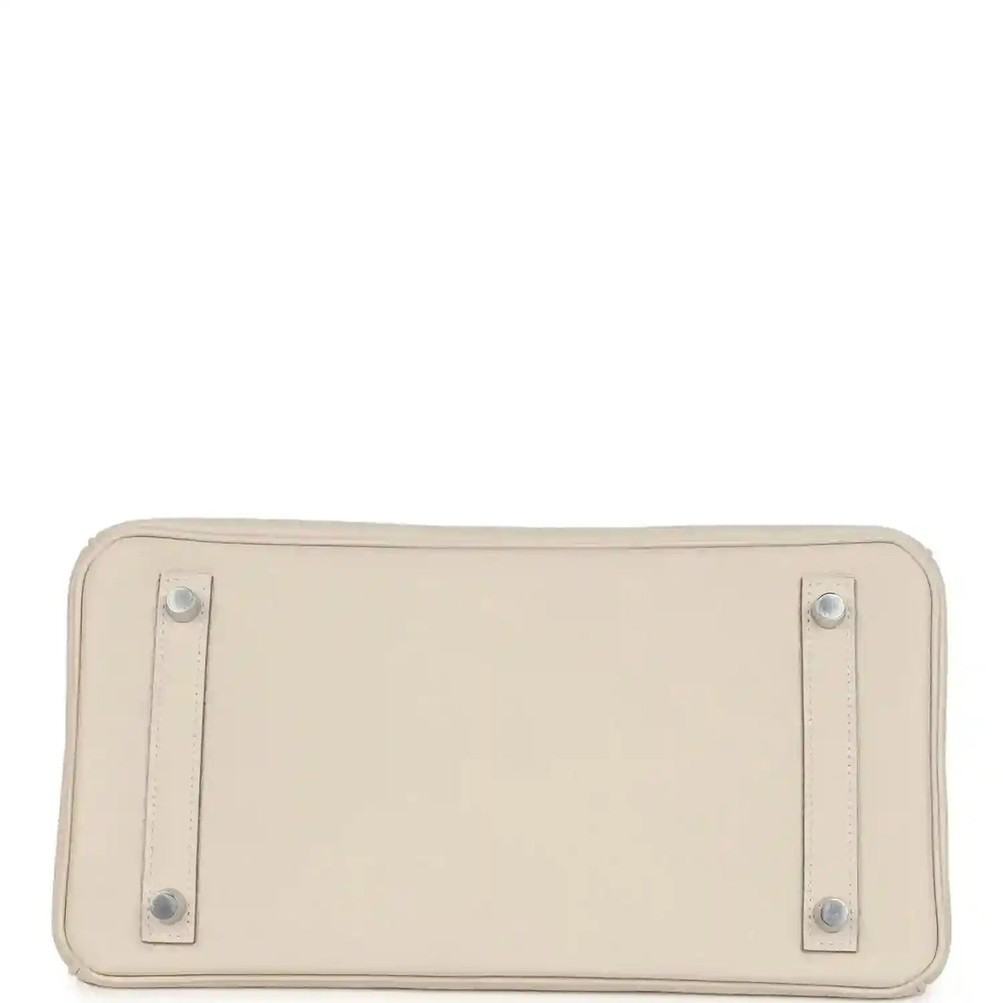 Birkin 30 handbag base panel in light cream with metal feet and strap tabs