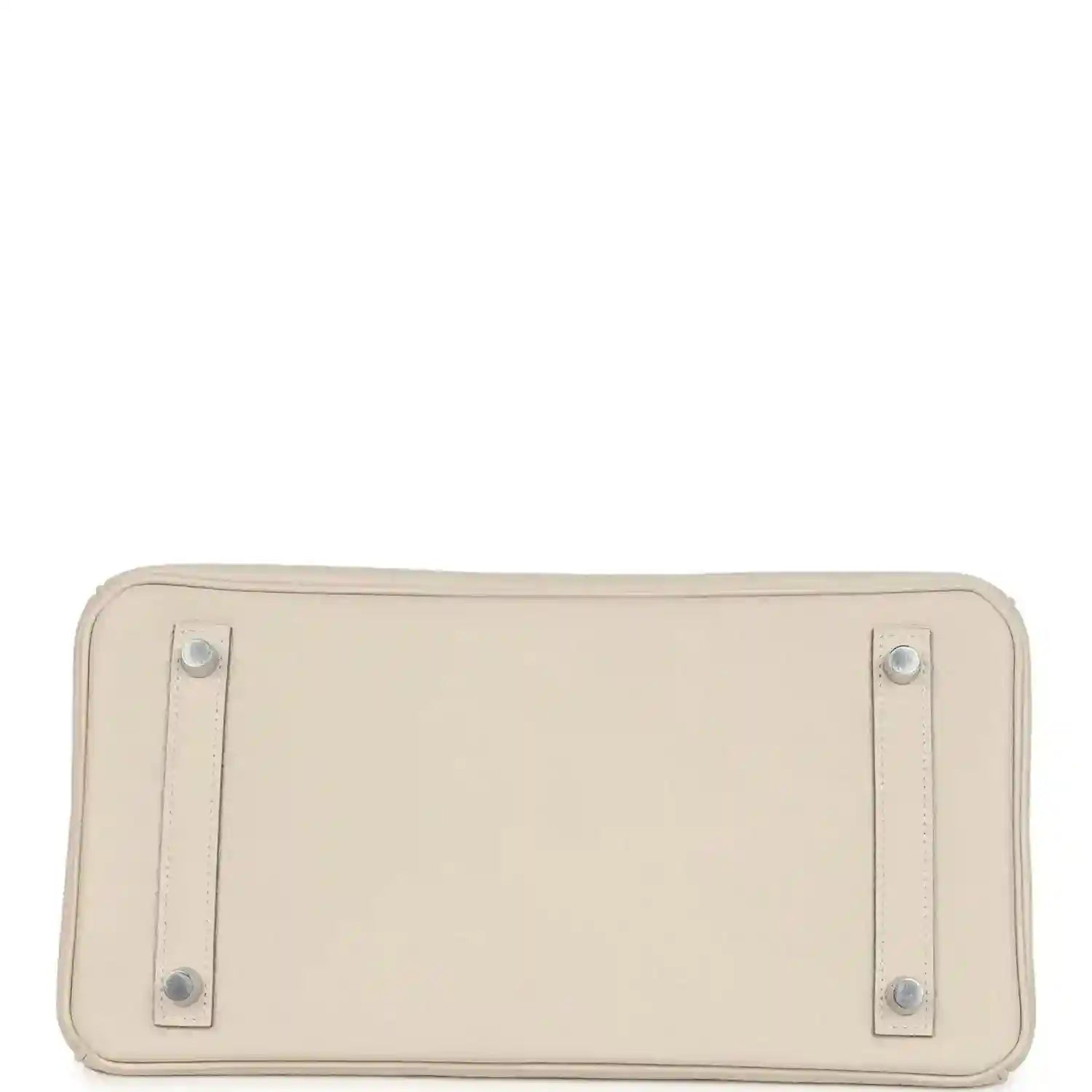 Birkin 30 handbag base panel in light cream with metal feet and strap tabs