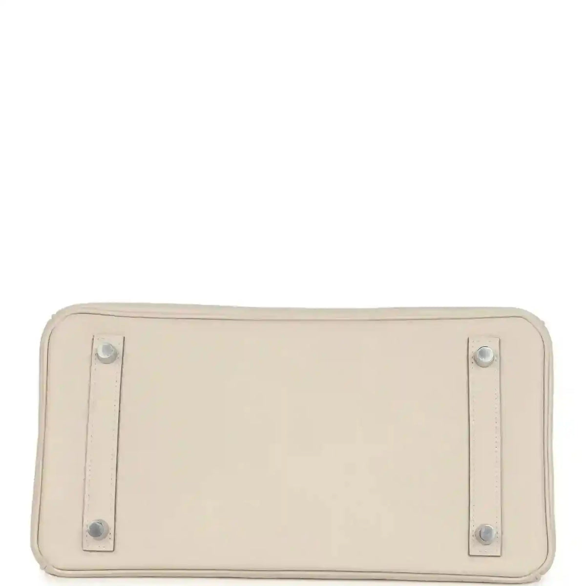 Birkin 30 handbag base panel in light cream with metal feet and strap tabs