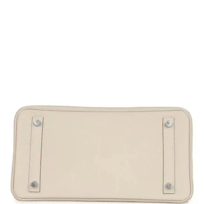 Birkin 30 handbag base panel in light cream with metal feet and strap tabs