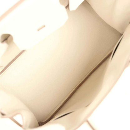 Birkin 30 handbag interior lining in light cream with seam details