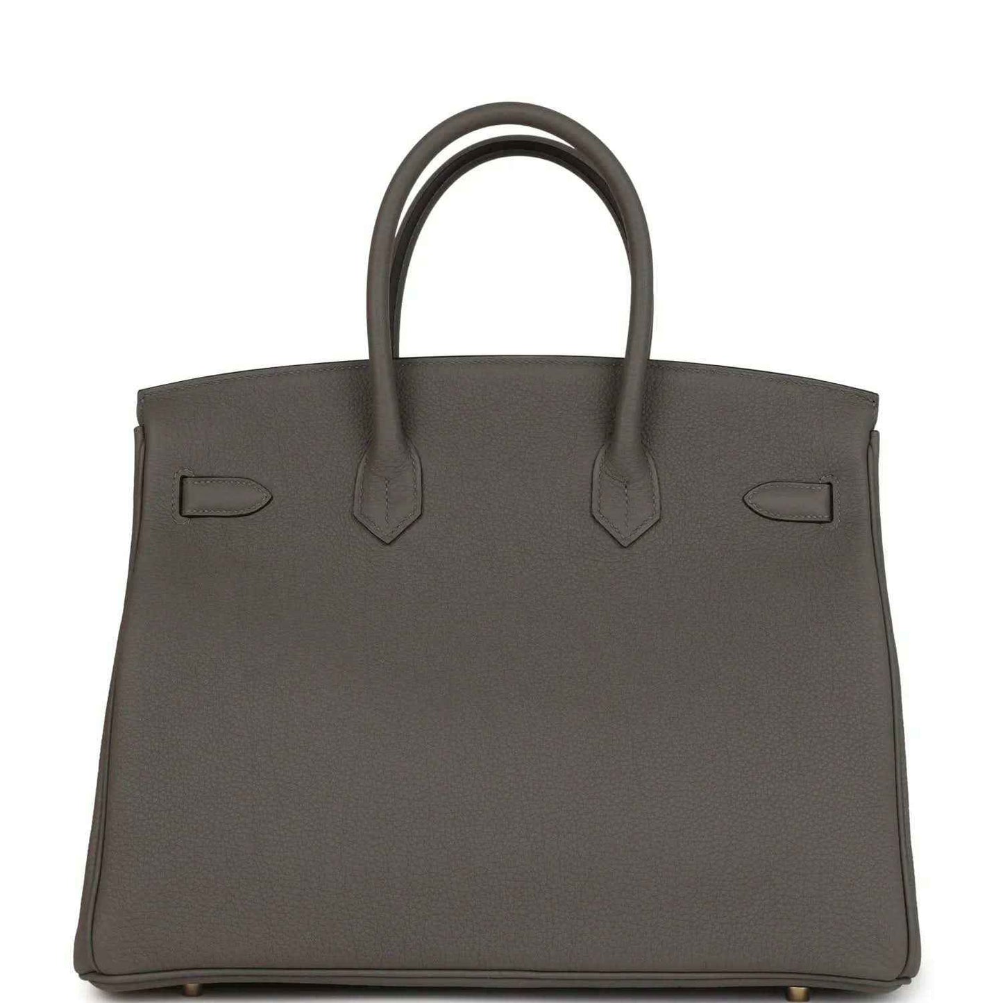 Hermes Birkin 35 handbag back view with smooth panels and top handles