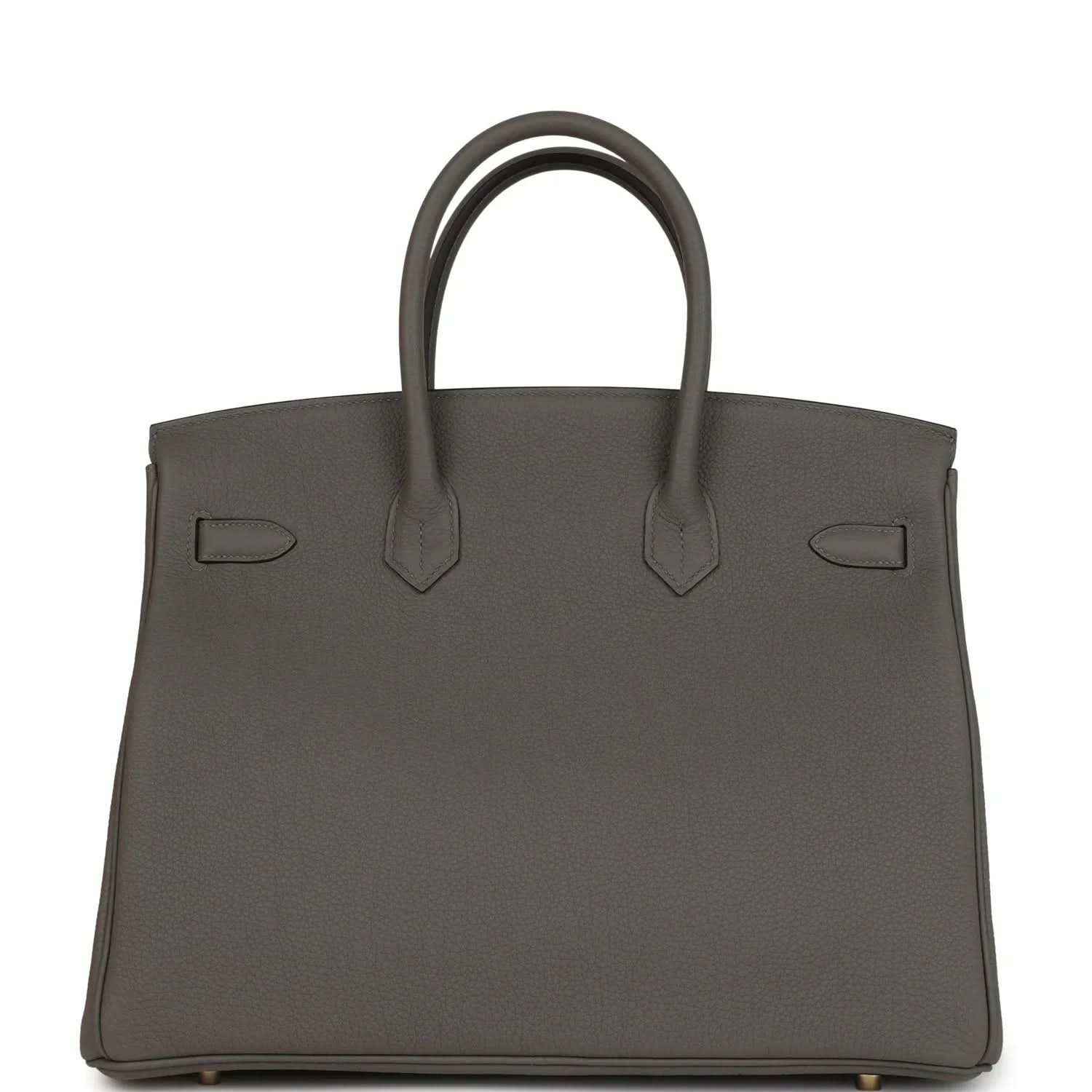 Hermes Birkin 35 handbag back view with smooth panels and top handles