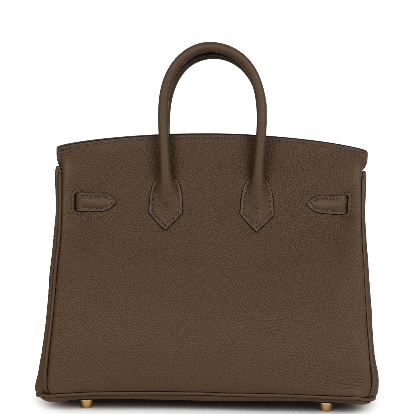 Hermes Birkin 25 handbag back view with panel detailing and round feet