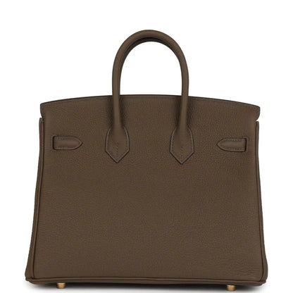 Hermes Birkin 25 handbag back view with panel detailing and round feet