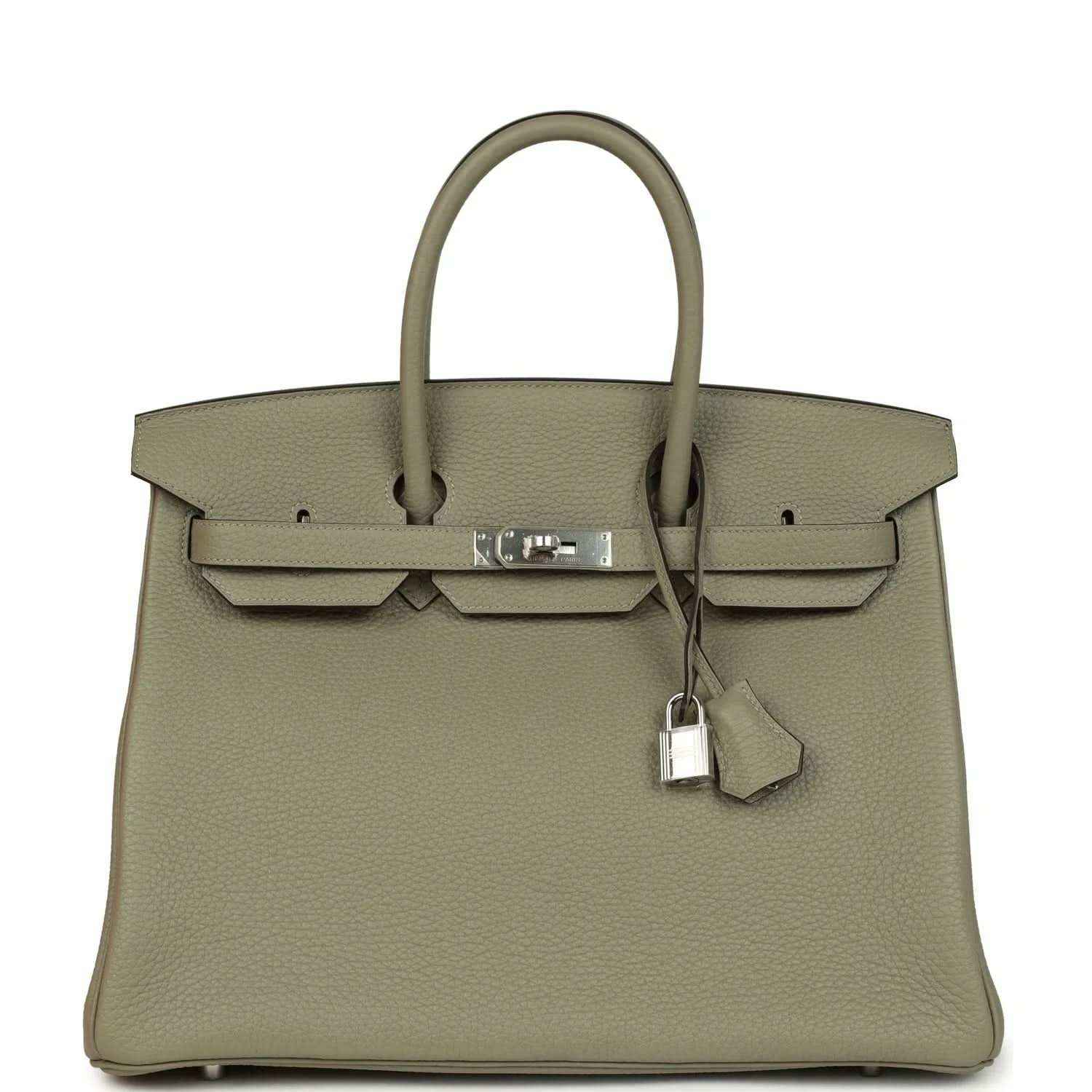 Sauge leather top-handle handbag with front flap and palladium-tone clasp