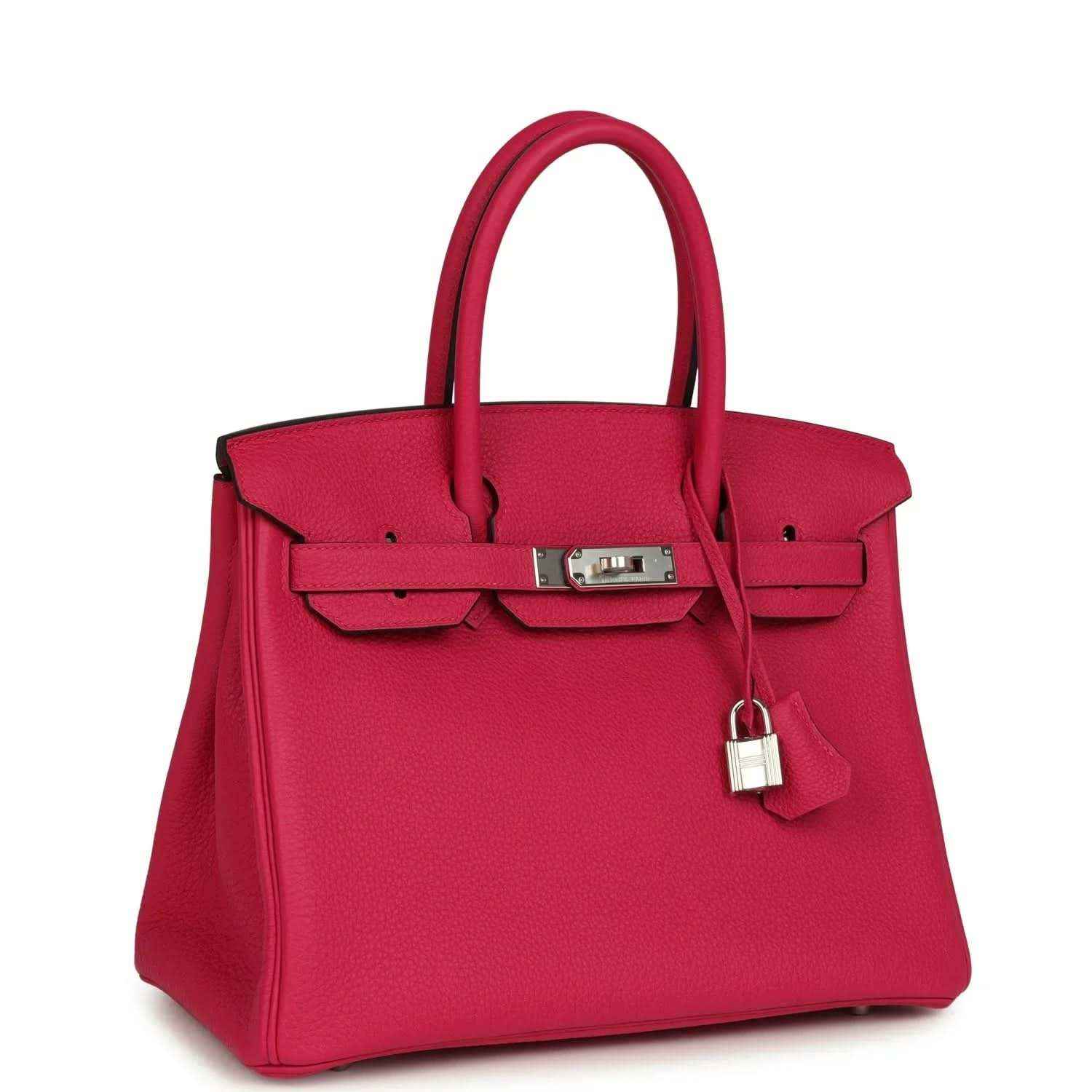 Hermes Birkin 30 leather handbag, rose pink, top handles and front lock hardware