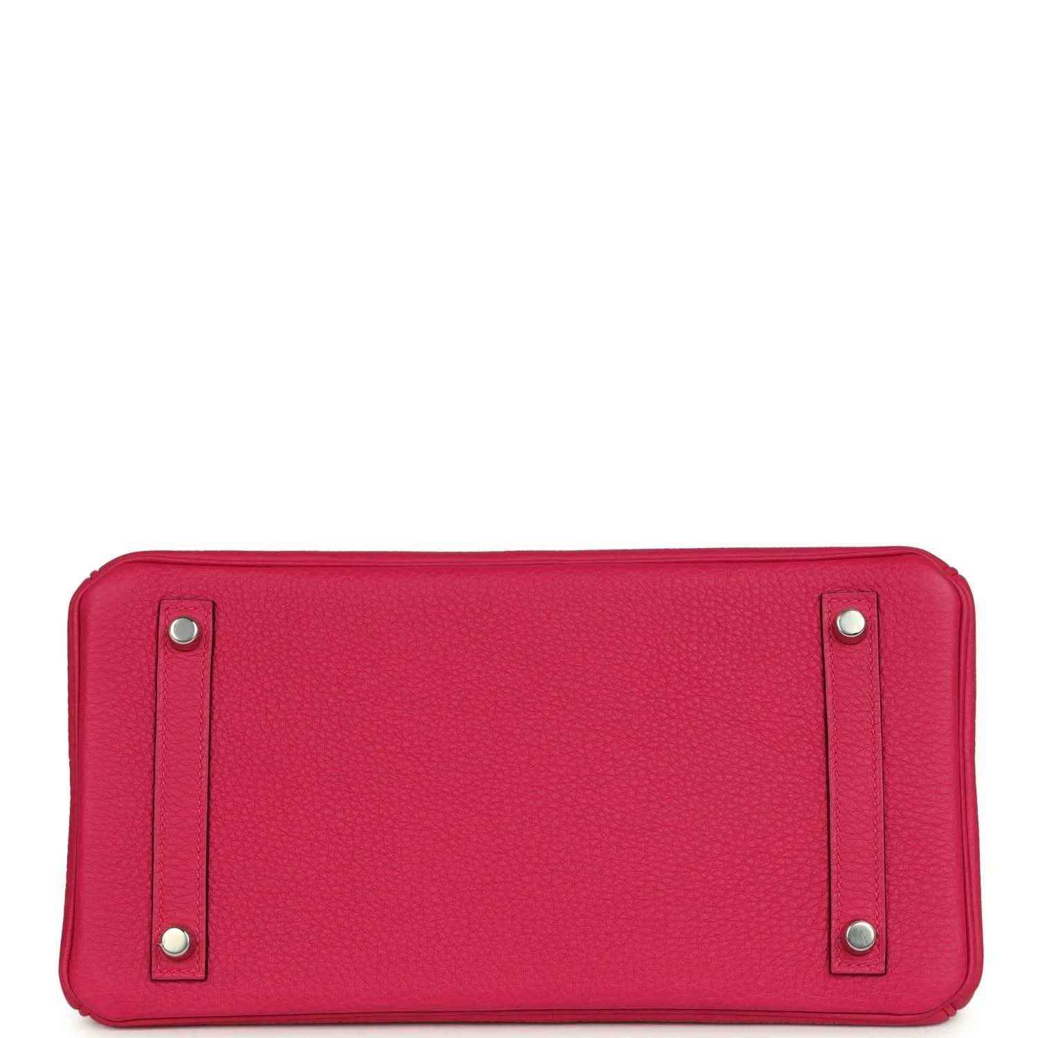 Hermes Birkin 30 leather handbag, rose pink, back panel with metal corner studs