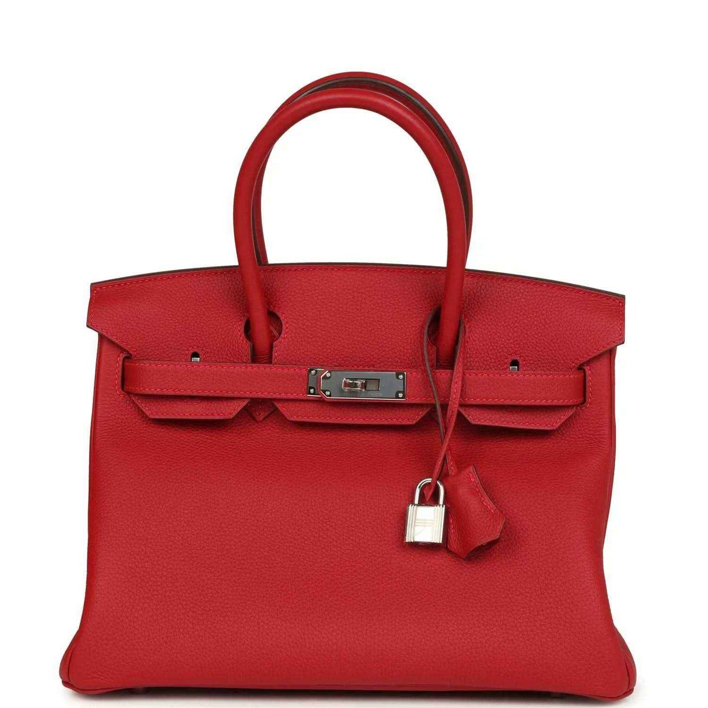Hermes Birkin 30 handbag in red Togo leather with top handles and front lock