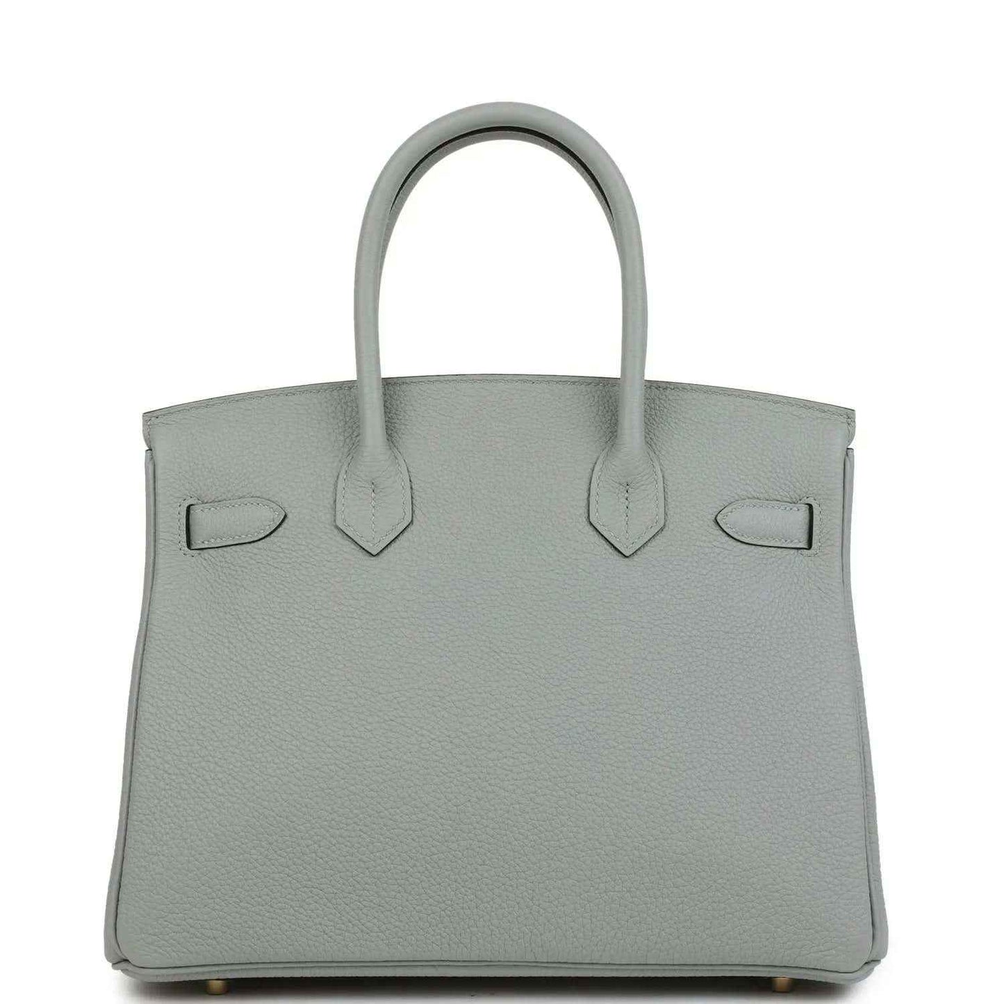 Light blue Togo leather Birkin 30 top-handle bag front view with minimal straps