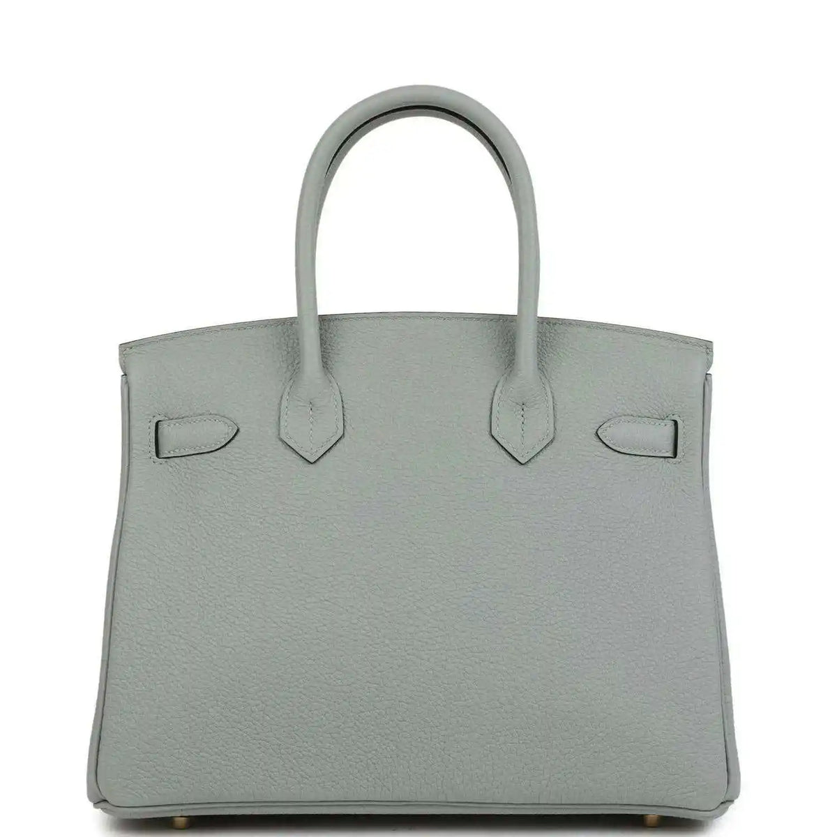 Light blue Togo leather Birkin 30 top-handle bag front view with minimal straps