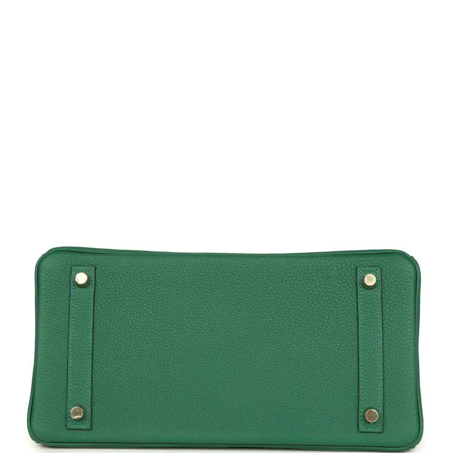 Green Togo leather zippered interior pocket with metal corner studs