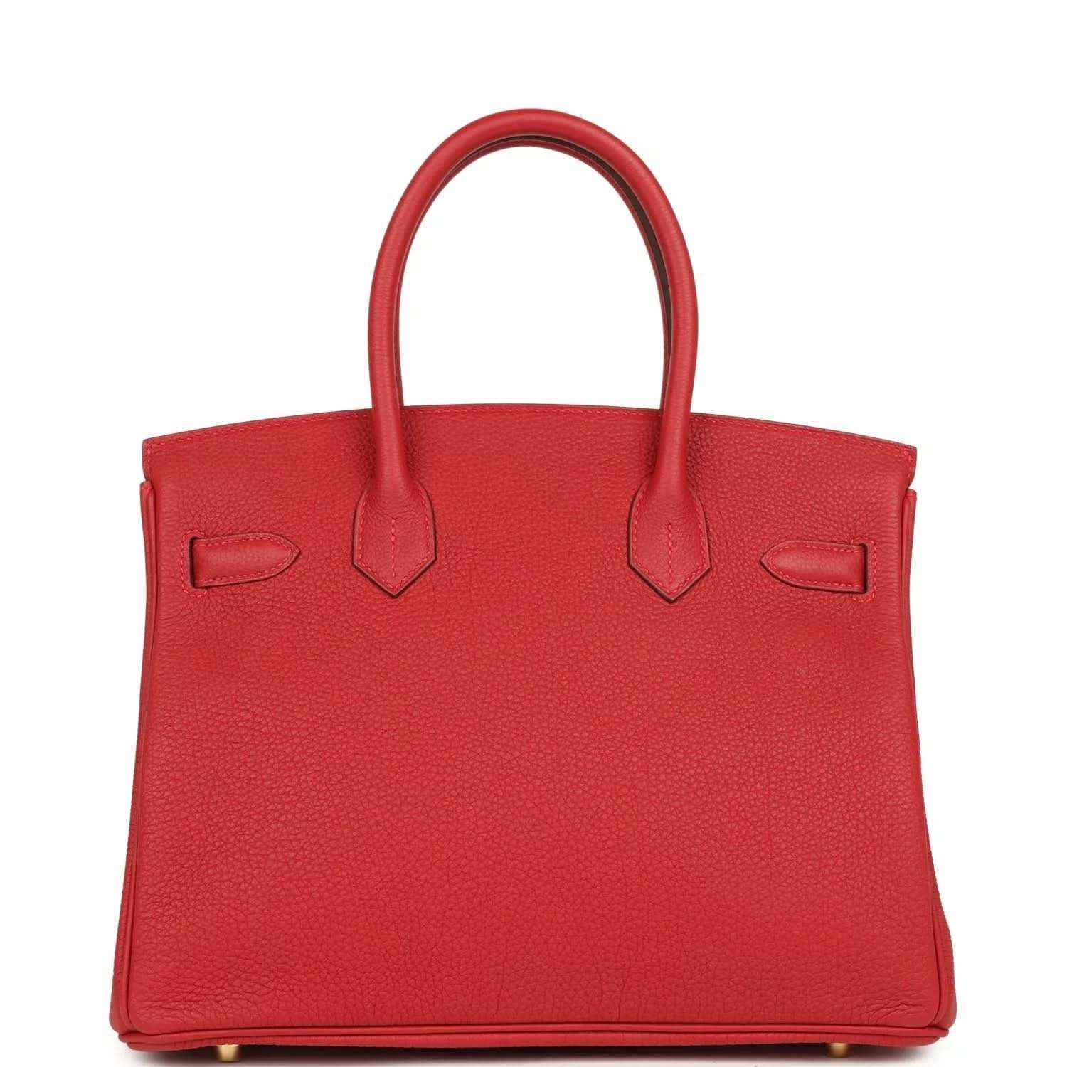 Hermes Birkin 30 handbag in red Togo leather with gold-toned hardware, top handles