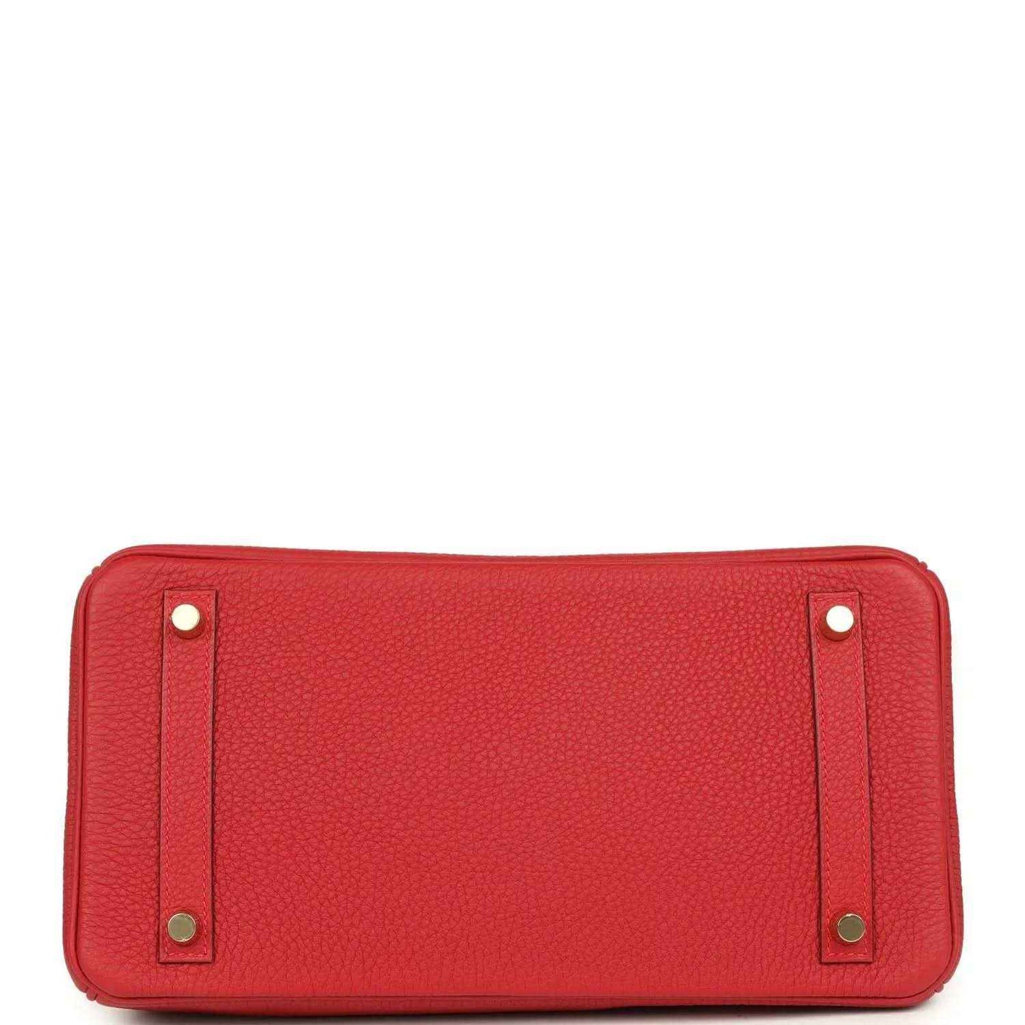 Hermes Birkin 30 handbag in red Togo leather, front flap with turn-lock studs