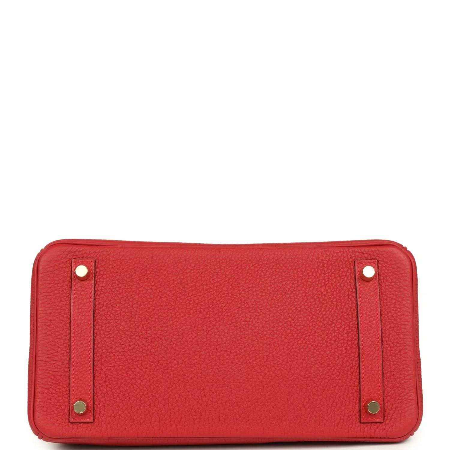 Hermes Birkin 30 handbag in red Togo leather, front flap with turn-lock studs