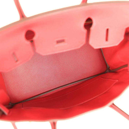 Hermes Birkin 30 handbag interior lining with stamped marks and leather tabs
