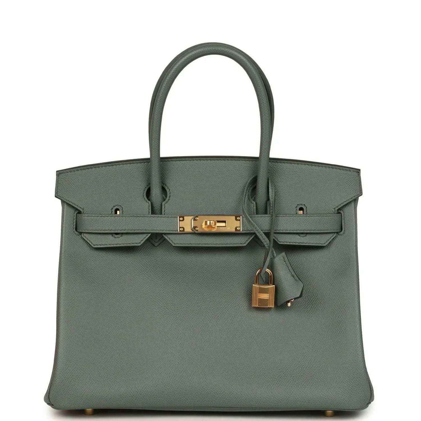 Hermes Birkin 30 handbag in green Epsom leather with gold-tone hardware and top handles