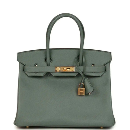 Hermes Birkin 30 handbag in green Epsom leather with gold-tone hardware and top handles