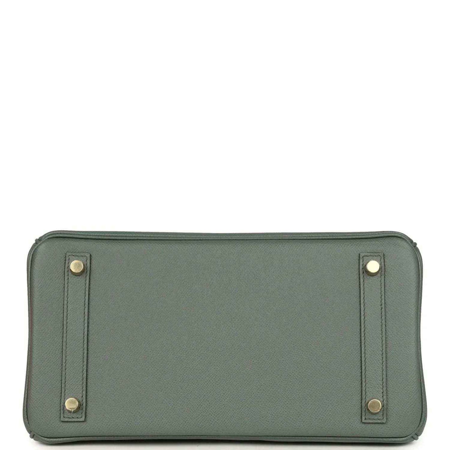 Hermes Birkin 30 handbag base panel in green Epsom leather with four metal studs