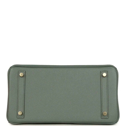 Hermes Birkin 30 handbag base panel in green Epsom leather with four metal studs