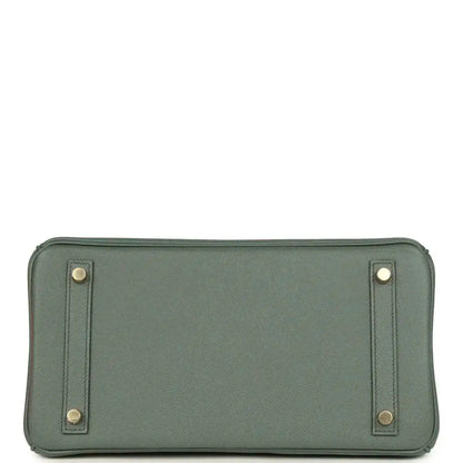 Hermes Birkin 30 handbag base panel in green Epsom leather with four metal studs