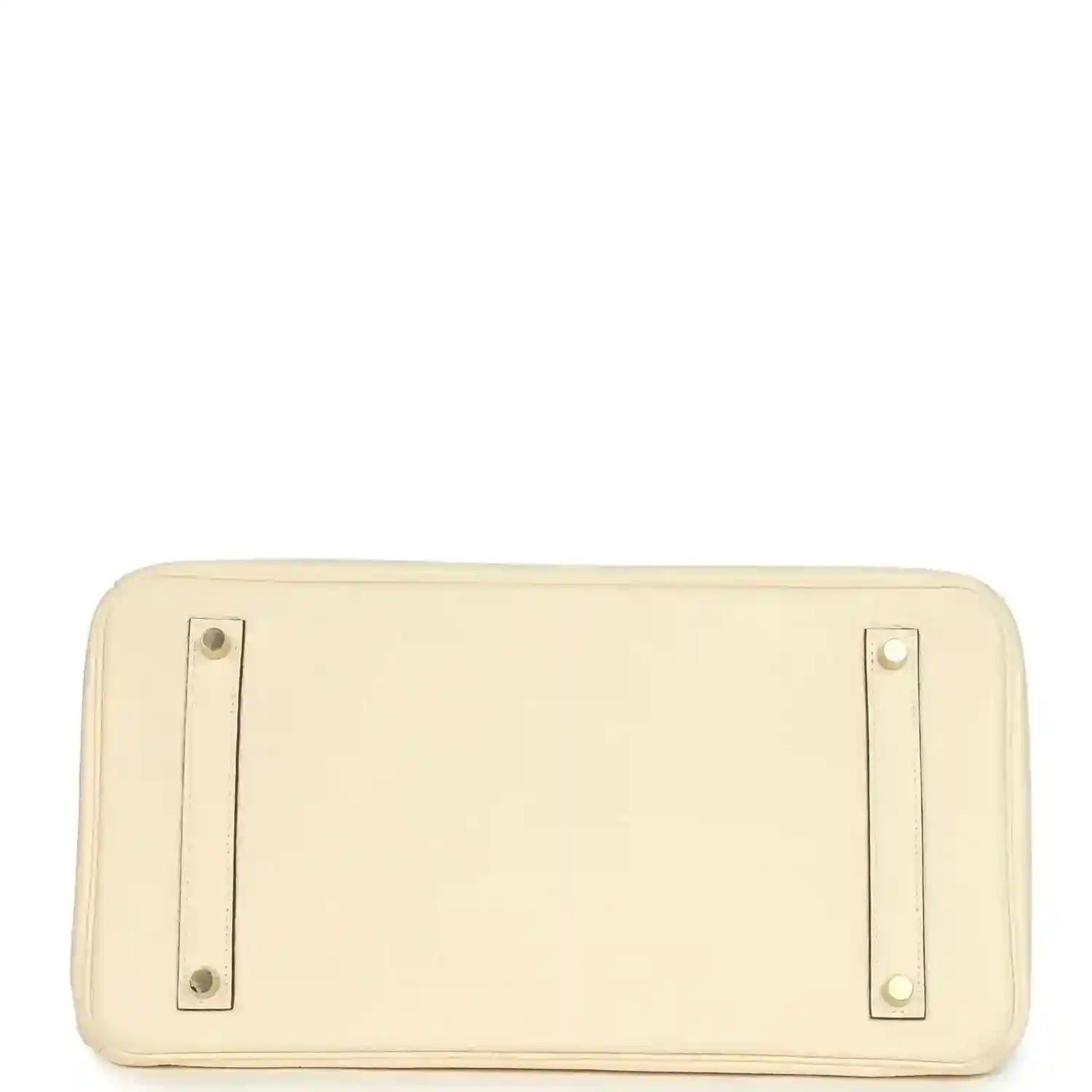Cream leather rectangular base with two metal corner rings