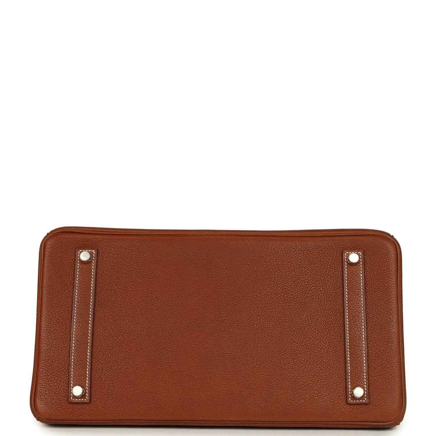 Hermes Birkin 35 handbag base section in brown leather with four silver corner studs