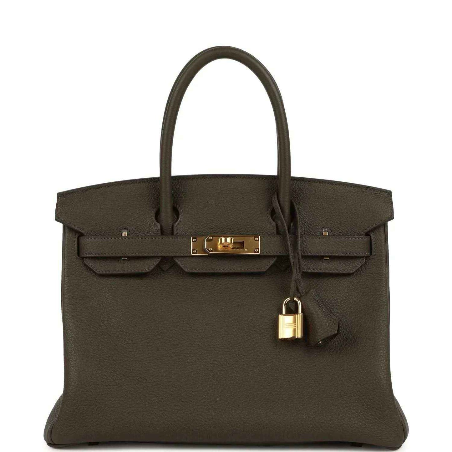 Birkin 30 handbag, textured Togo leather, eucalyptus green, gold hardware, lock
